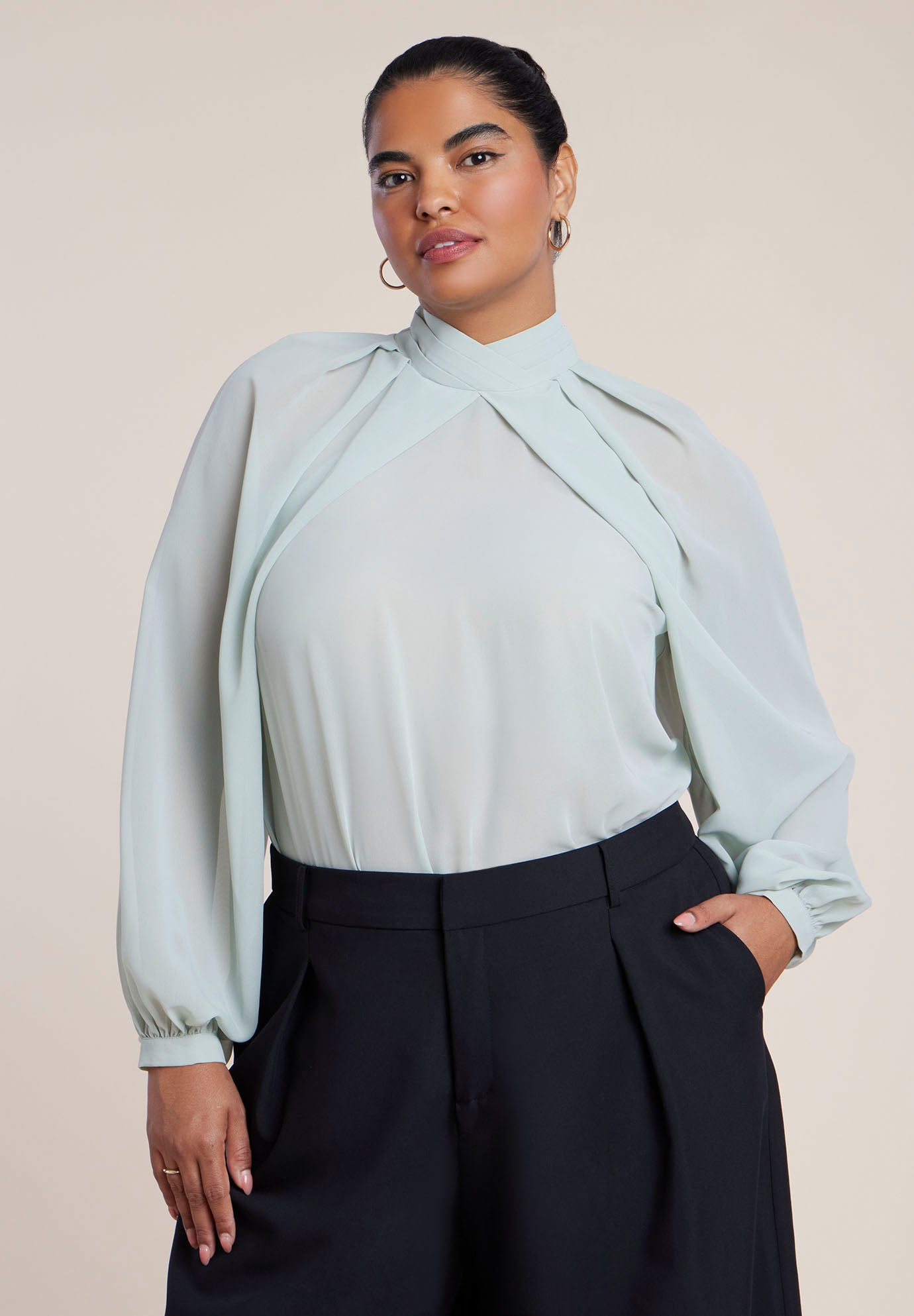 Draped Sleeve Chiffon Top image number 0