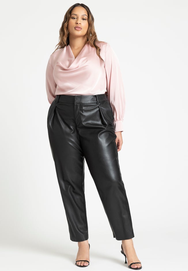 Draped Satin Cowl Neck Blouse image number null