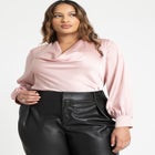 Draped Satin Cowl Neck Blouse image number null