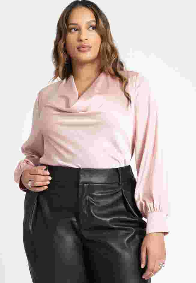 Draped Satin Cowl Neck Blouse image number 5