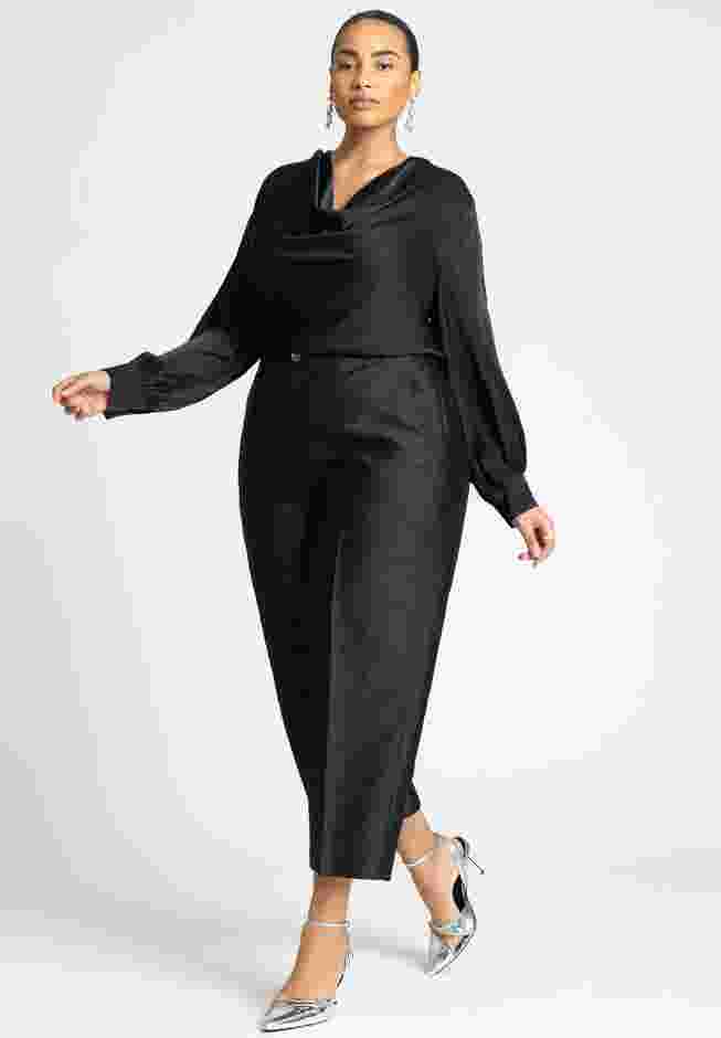 Draped Satin Cowl Neck Blouse image number 2