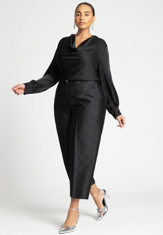 Draped Satin Cowl Neck Blouse image number null
