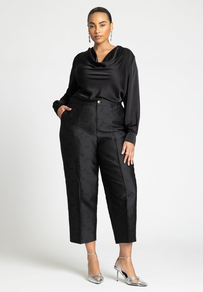 Draped Satin Cowl Neck Blouse image number null