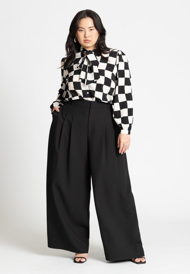 Printed Tie Neck Blouse image number 3