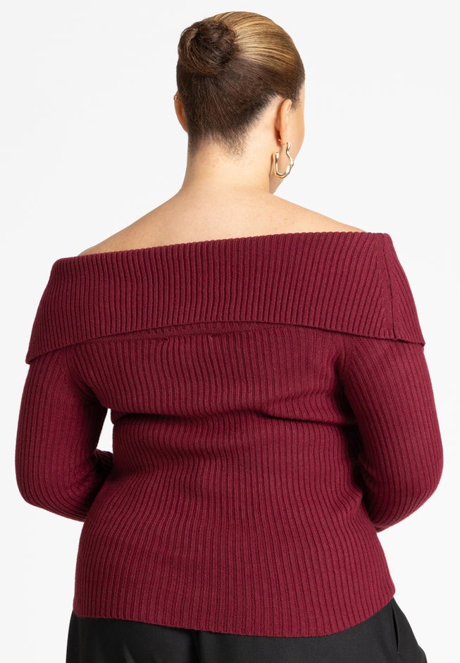 Ribbed Off The Shoulder Sweater image number null