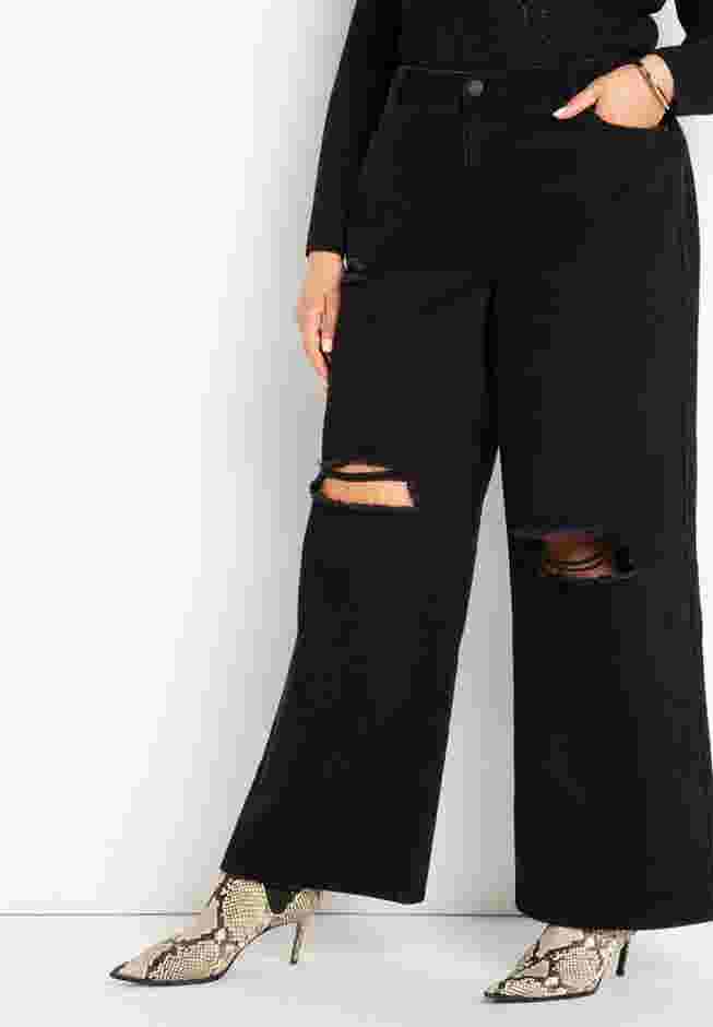 Wide Leg Distressed Jean image number 0