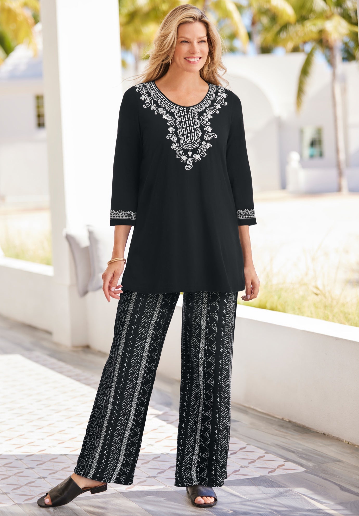 Embroidered Knit Tunic image number 0