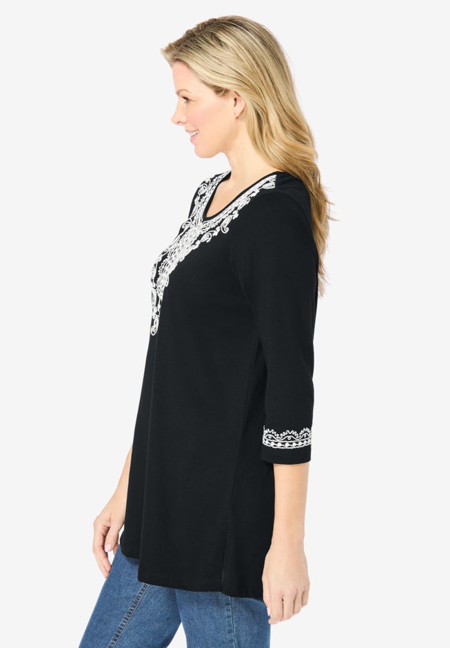Embroidered Knit Tunic image number 2