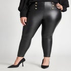 Button Detail Faux Leather Legging image number null