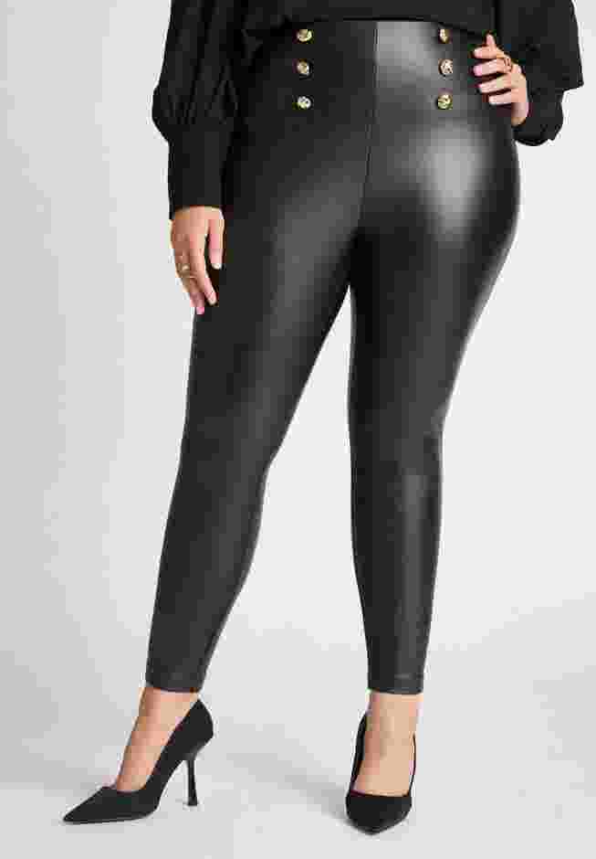 Button Detail Faux Leather Legging image number 1