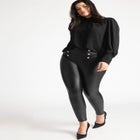 Button Detail Faux Leather Legging image number null