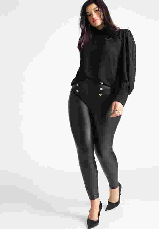 Button Detail Faux Leather Legging image number 0