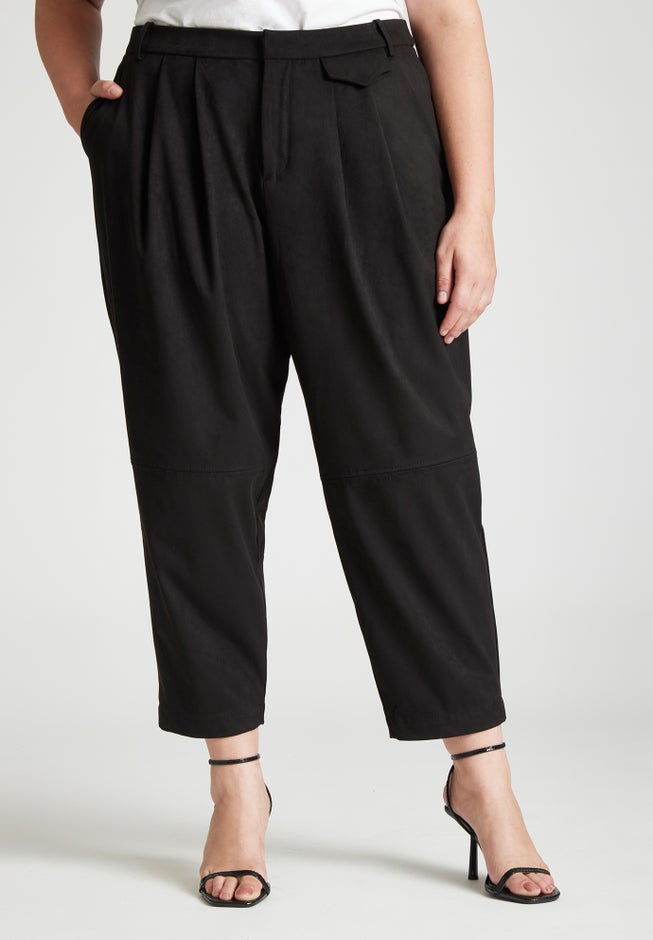 Barkwood x ELOQUII Faux Suede Trousers With Pocket Details image number null