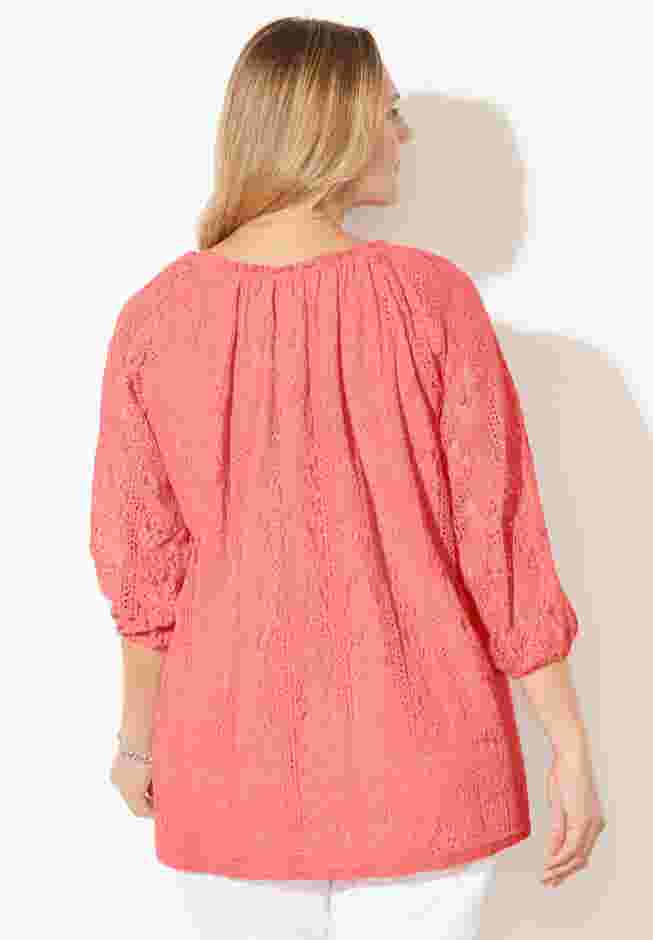 Stretch Lace Peasant Blouse image number 1