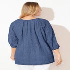 Stretch Lace Peasant Blouse image number null