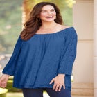 Stretch Lace Peasant Blouse image number null