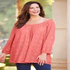 Stretch Lace Peasant Blouse image number null