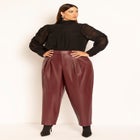 Pleat Detail Tapered Faux Leather Pant image number null