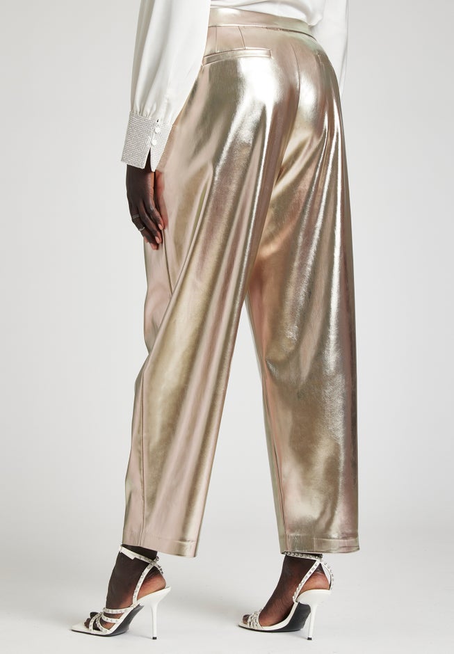Metallic Faux Leather Trouser image number null