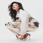 Metallic Faux Leather Trouser image number null