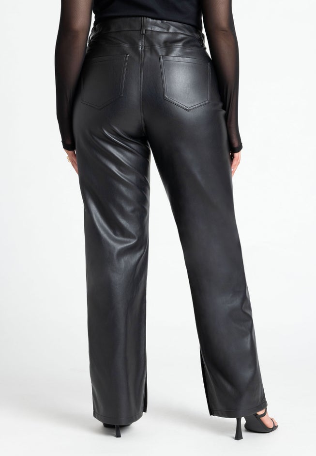 Slit Hem Faux Leather Pant image number 2