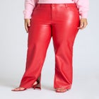 Slit Hem Faux Leather Pant image number null