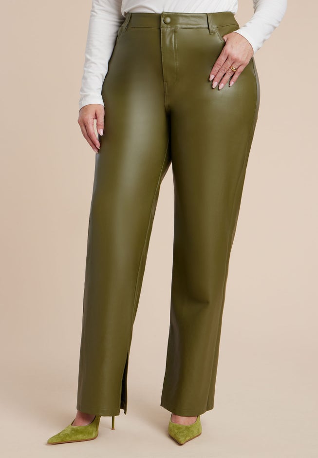 Slit Hem Faux Leather Pant image number 1