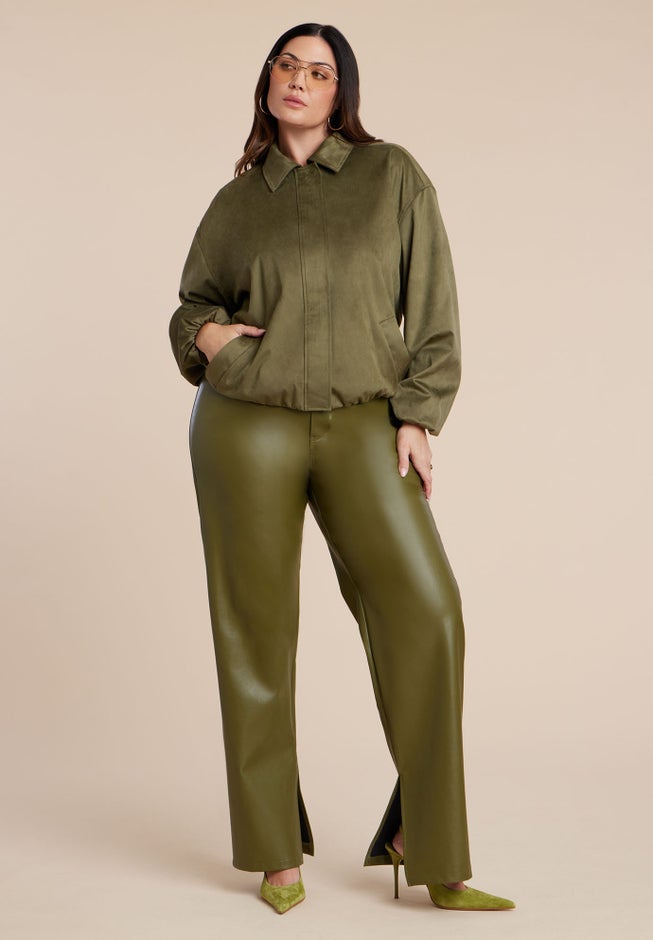 Slit Hem Faux Leather Pant image number 3