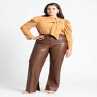 Slit Hem Faux Leather Pant image number null