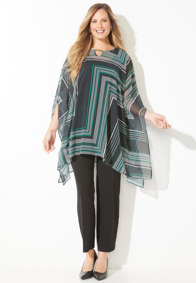 Keyhole Georgette Poncho image number 1