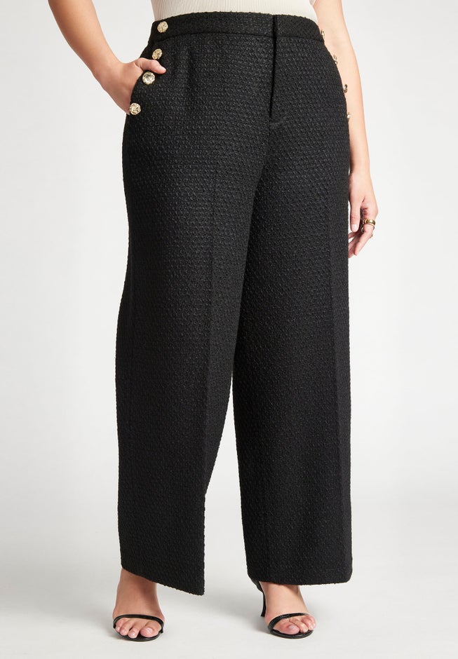 Button Detail Tweed Trouser image number null