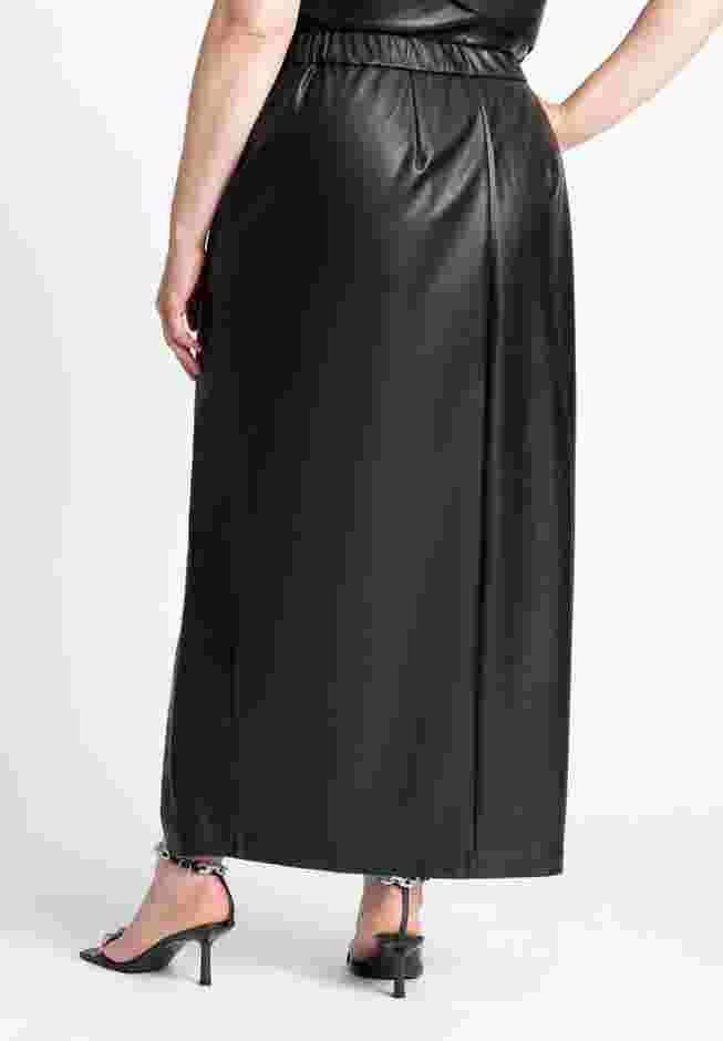 Faux Leather Column Skirt With Slit image number 3