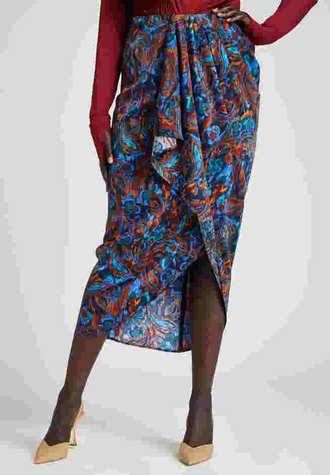 Barkwood x ELOQUII Printed Draped Skirt image number 3