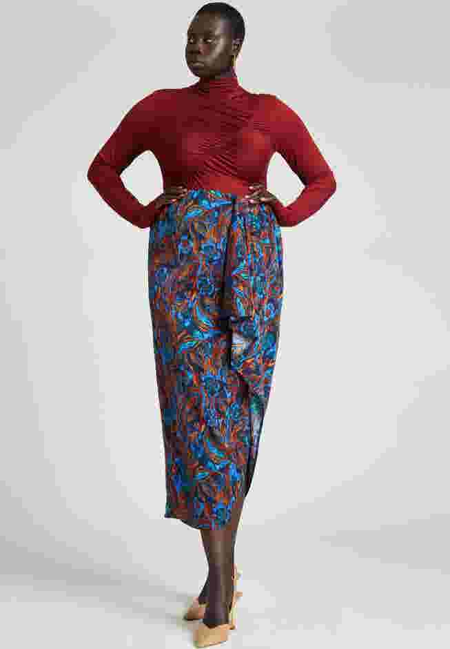 Barkwood x ELOQUII Printed Draped Skirt image number 5