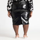 Faux Leather Column Midi Skirt image number null