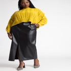 Faux Leather Column Skirt With Slit image number null