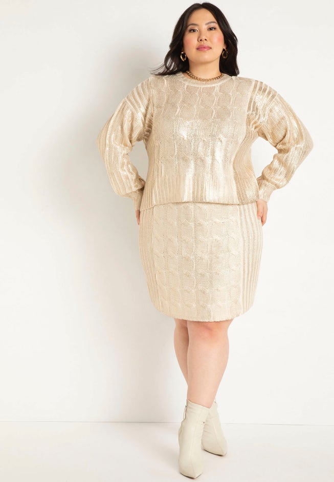 Coated Sweater Skirt image number null