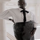 Sequin Shimmer Maxi Skirt With Slit image number null