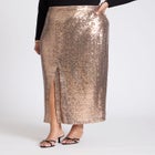 Sequin Shimmer Maxi Skirt With Slit image number null