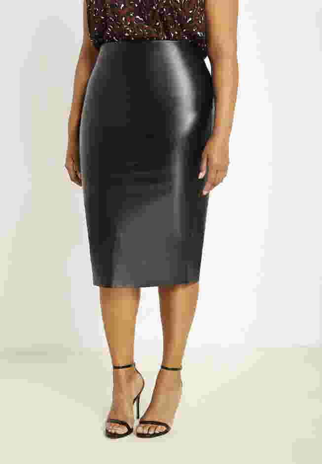 Faux Leather Column Midi Skirt image number 1
