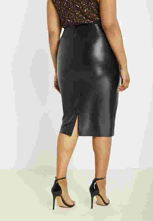 Faux Leather Column Midi Skirt image number 2