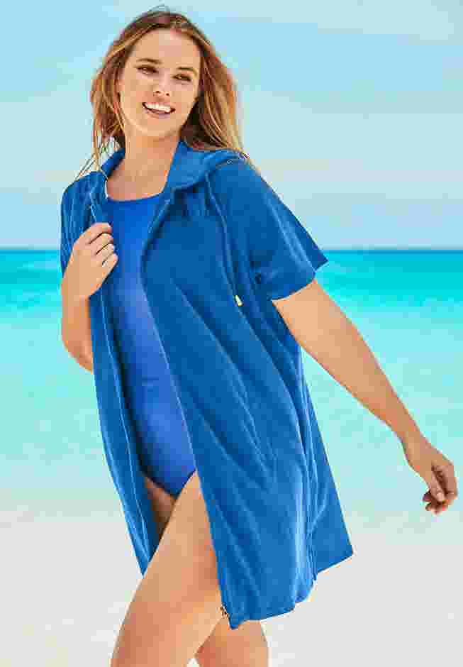 Hooded Terry Swim Cover Up image number 2