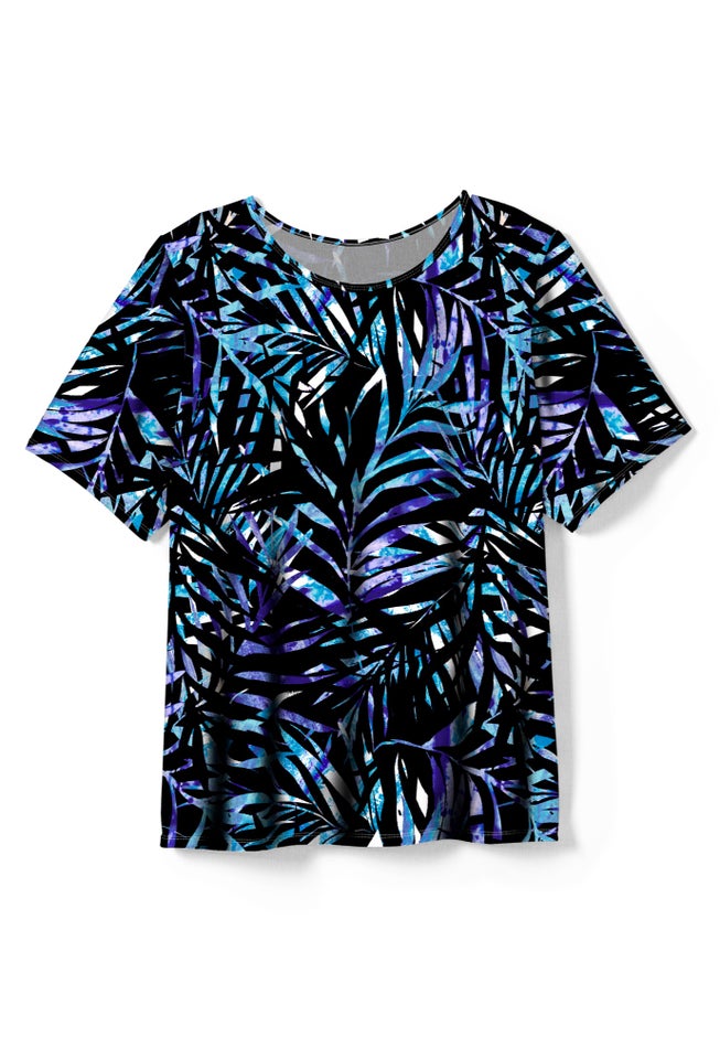 Chlorine-Resistant Crewneck Relaxed-Fit Swim Tee image number 3
