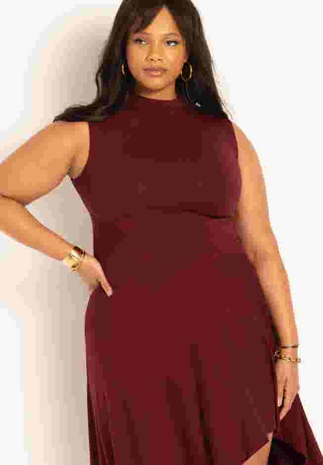Asymmetrical Hem Jersey Dress image number 1