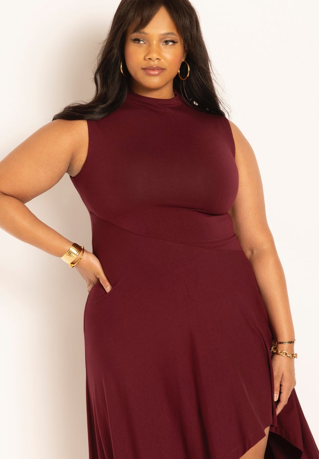 Asymmetrical Hem Jersey Dress image number null