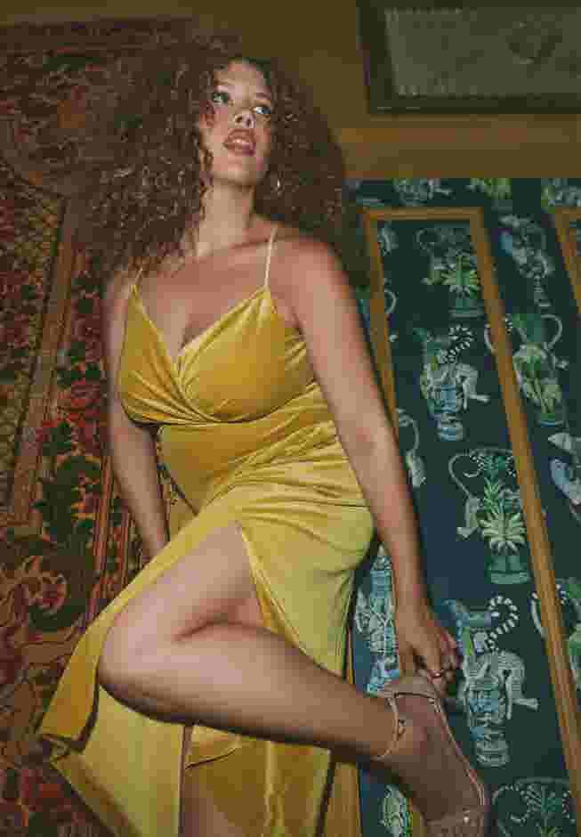 Velvet Midi Dress With Cowl image number 0