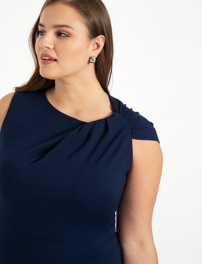 Twisted Shoulder Sheath Dress image number null