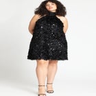 Scarf Neck Textured Mini Dress image number null