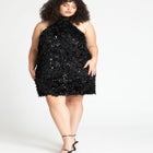 Scarf Neck Textured Mini Dress image number null