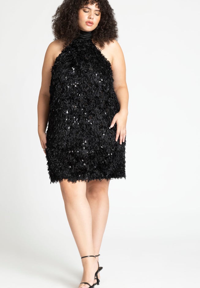 Scarf Neck Textured Mini Dress image number null